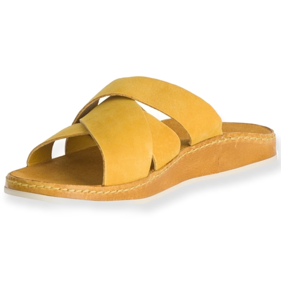 Chaco Shoes - CHACO Leather Wayfarer Slide’s Womens Yellow Slip-on Sandal